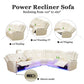 Ainehome Off-White Leather Power Reclining Sectional Sofa with Smart Tea Table & Organizer