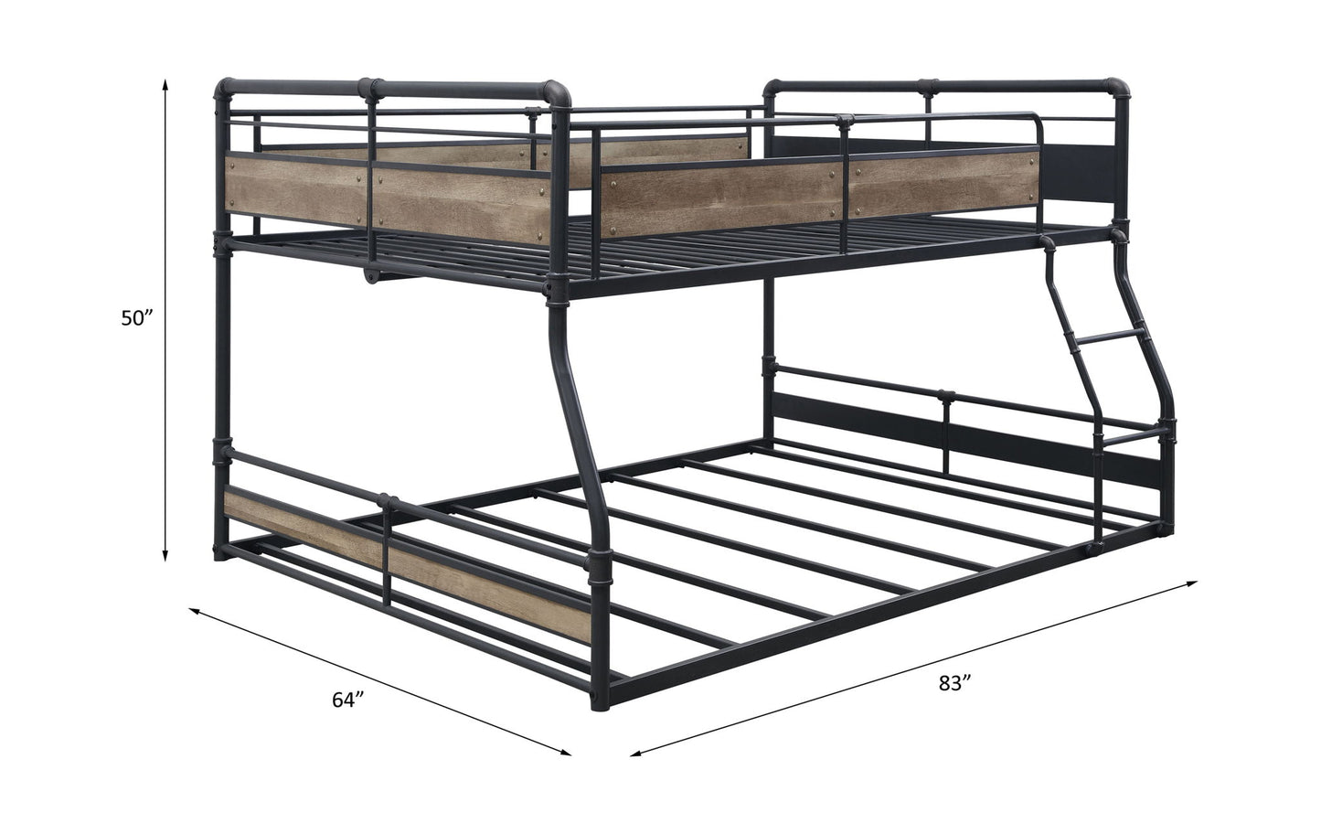 Cordelia - Full/Queen Bunk Bed - Antique Oak, Sandy Black & Dark Bronze Hand-Brushed