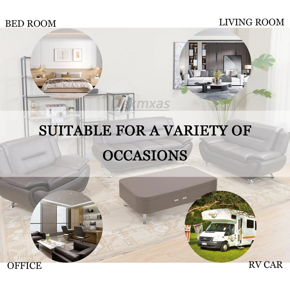 Ainehome Solid Color Faux Leather 3-Piece Living Room Sofa Set with Elegant Design