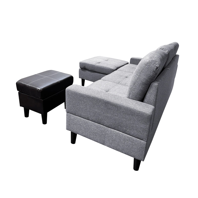 3-Piece Sofa Set with Double Spring Structure - Grey & Brown image 3