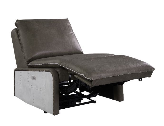 Metier - Power Motion Recliner - Gray Top Grain Leather & Aluminum