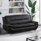 Black Faux Leather 3-2-1 Living Room Sofa Set