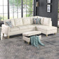 97" Wide Peaerl White Faux Leather L-Shaped Living Room Sectional Sofa Set