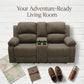 Ainehome 68" Manual RV Loveseat Recliner with Storage Console - Breathable & Mold-Proof Fabric Replacement Sofa for Class A, C Motorhomes and Travel Trailers - Dark Grey