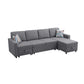 Ainehome Dark Grey Fabric Extendable Sofa Bed 6-Piece Sectional with Storage