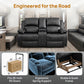Ainehome 68" Manual RV Loveseat Recliner with Storage Console - Breathable Synthetic Leather Motorhome Sofa Replacement - 67" Full Extension & 26" Door Friendly - Walnut Brown