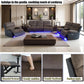 Brown Corduroy Power Reclining Sofa Set with LED Lights, USB Charging & Storage Console - 3 Piece Living Room Set