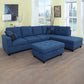 103.5-inch Blue linen L-shaped sectional sofa set — image 3