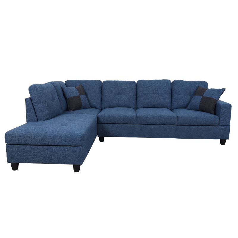 103.5-inch Blue linen L-shaped sectional sofa set — image 5