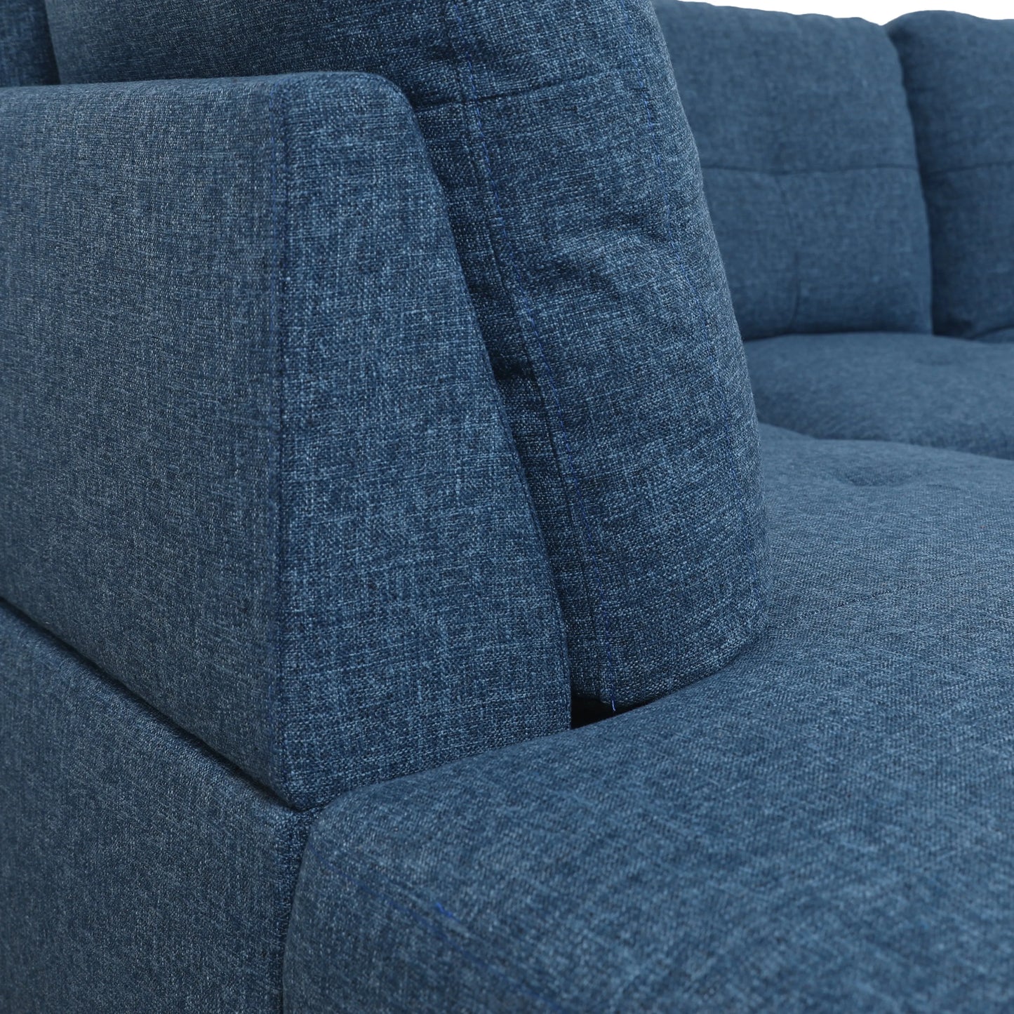 103.5-inch Blue linen L-shaped sectional sofa set — image 7