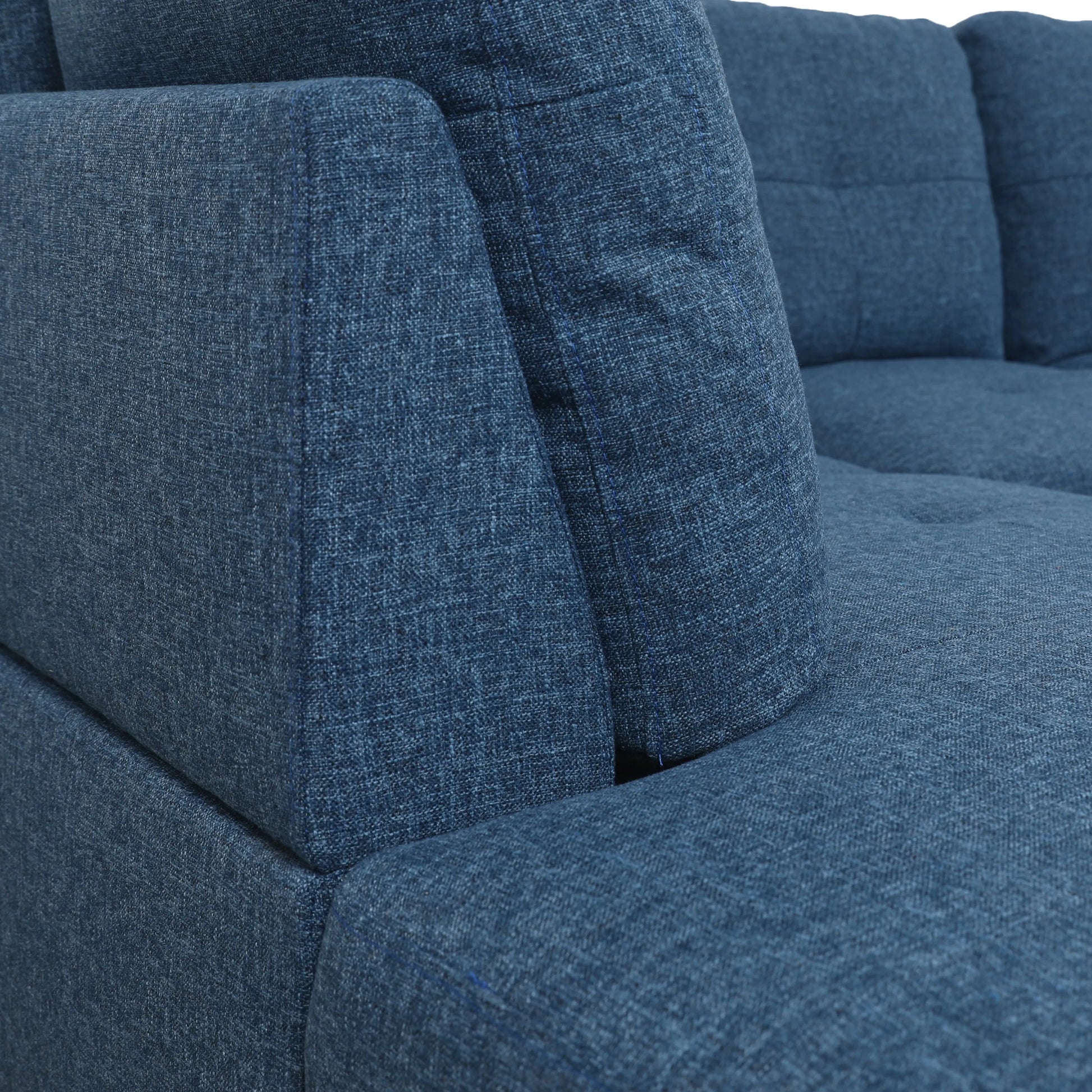 103.5-inch Blue linen L-shaped sectional sofa set — image 7