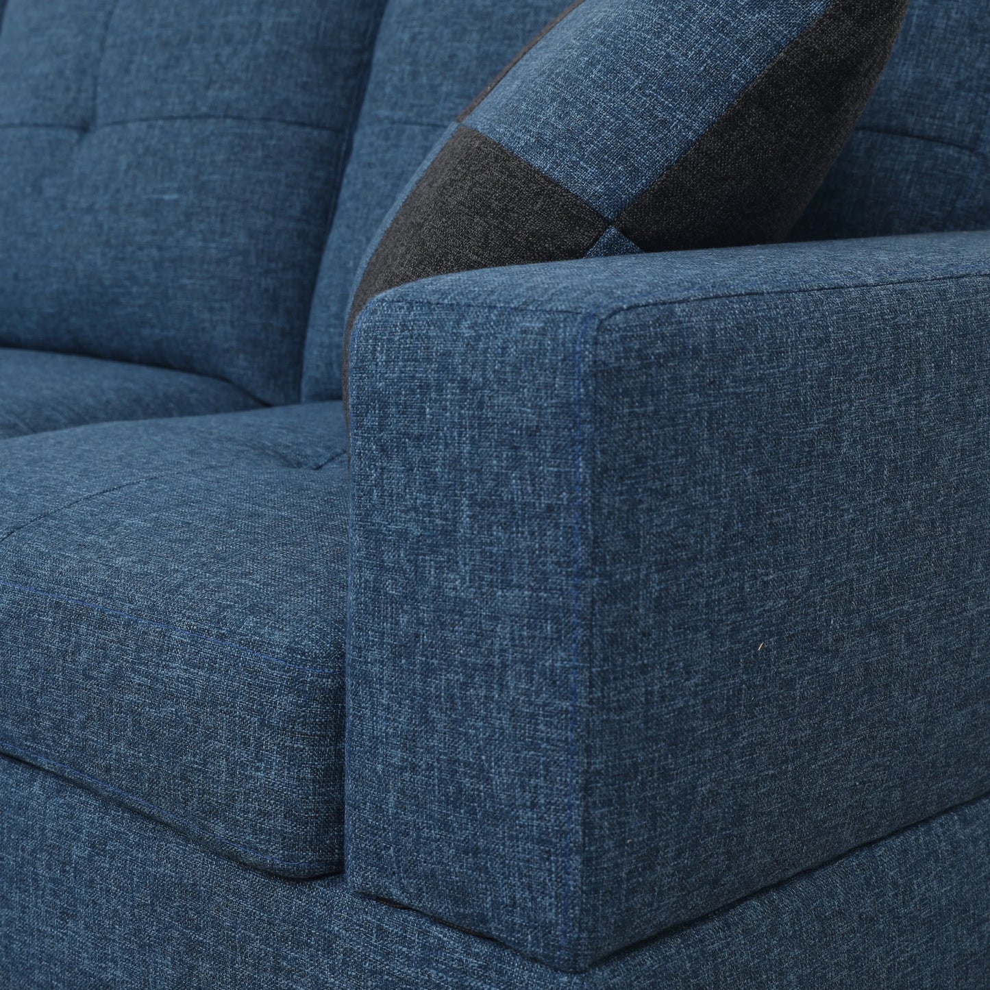 103.5-inch Blue linen L-shaped sectional sofa set — image 8