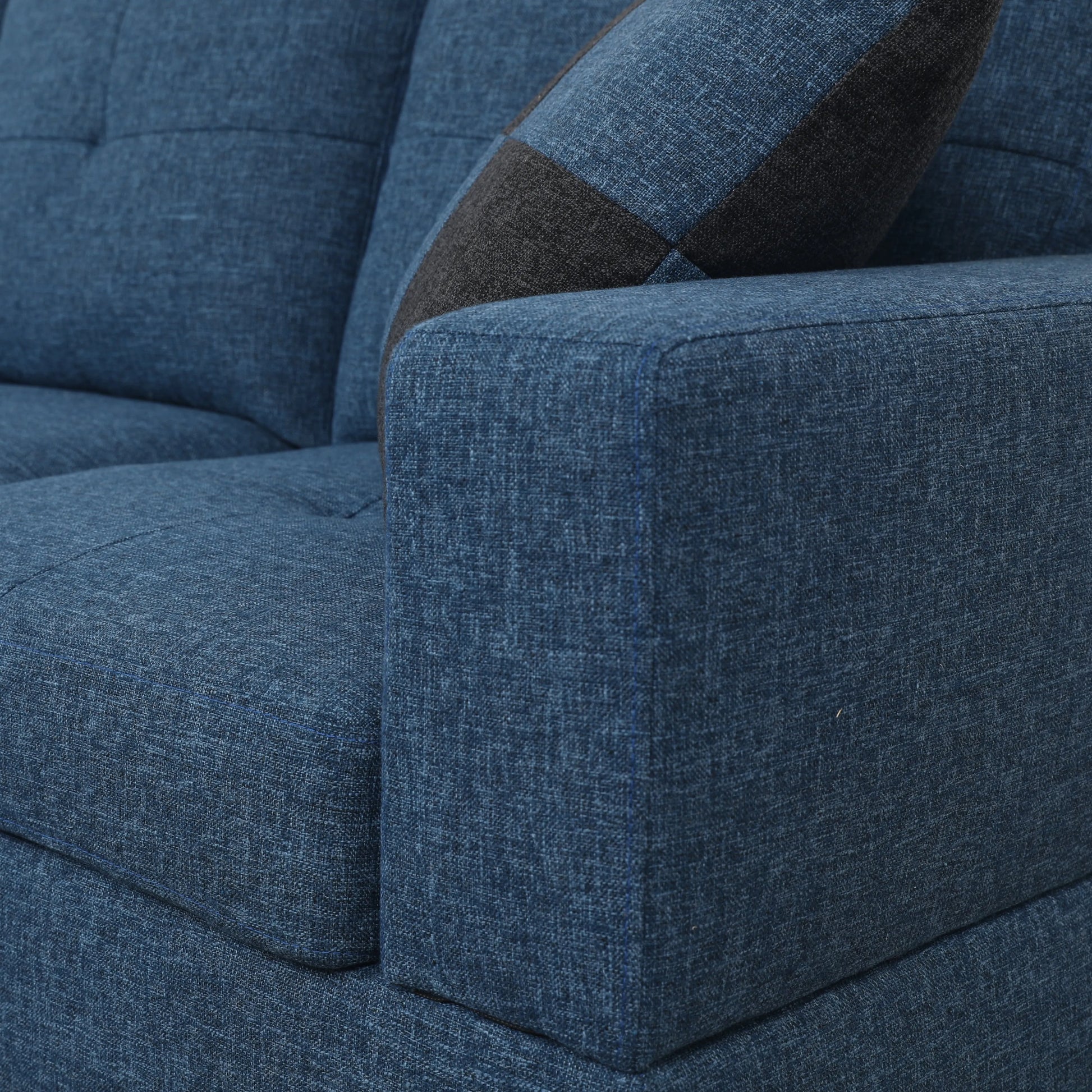 103.5-inch Blue linen L-shaped sectional sofa set — image 8