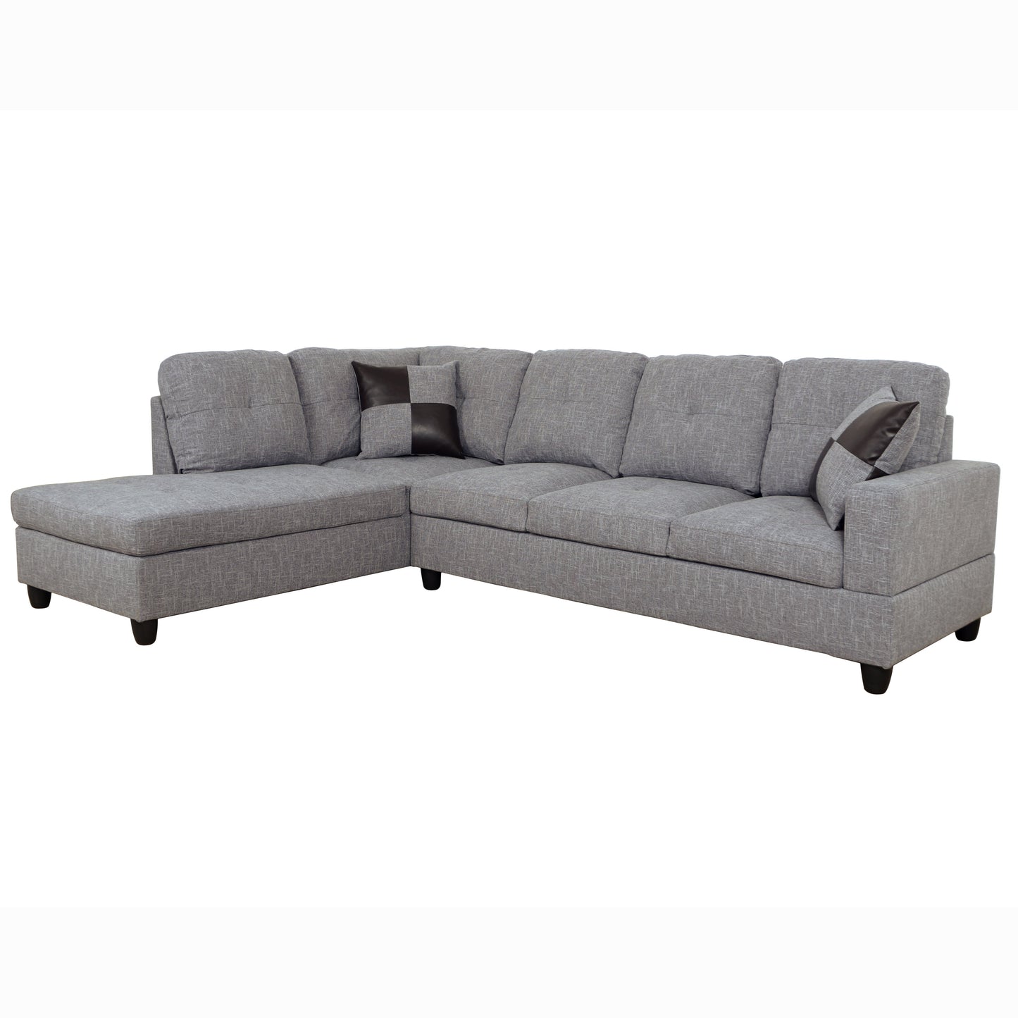 103.5-inch Grey linen L-shaped sectional sofa set — image 5