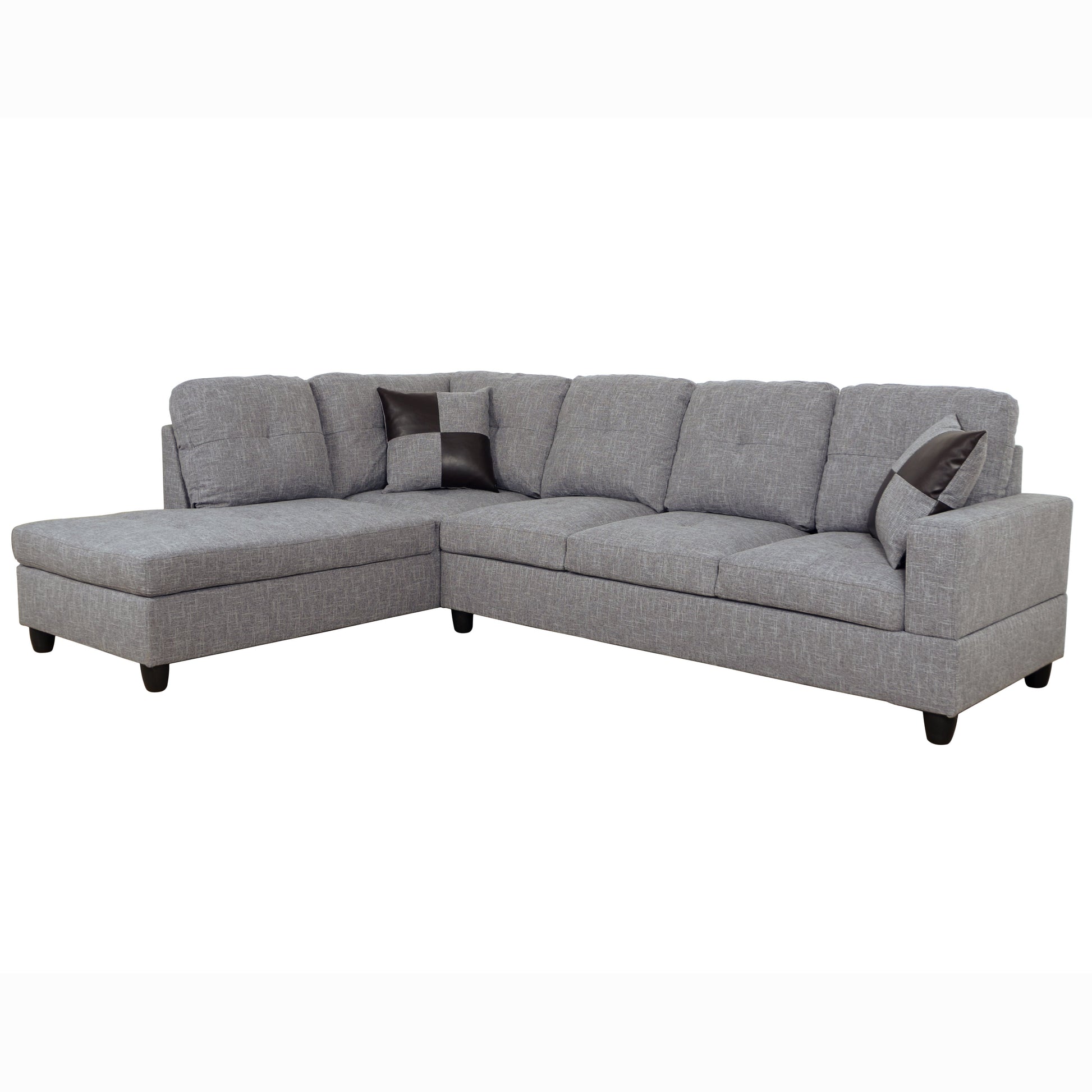 103.5-inch Grey linen L-shaped sectional sofa set — image 5