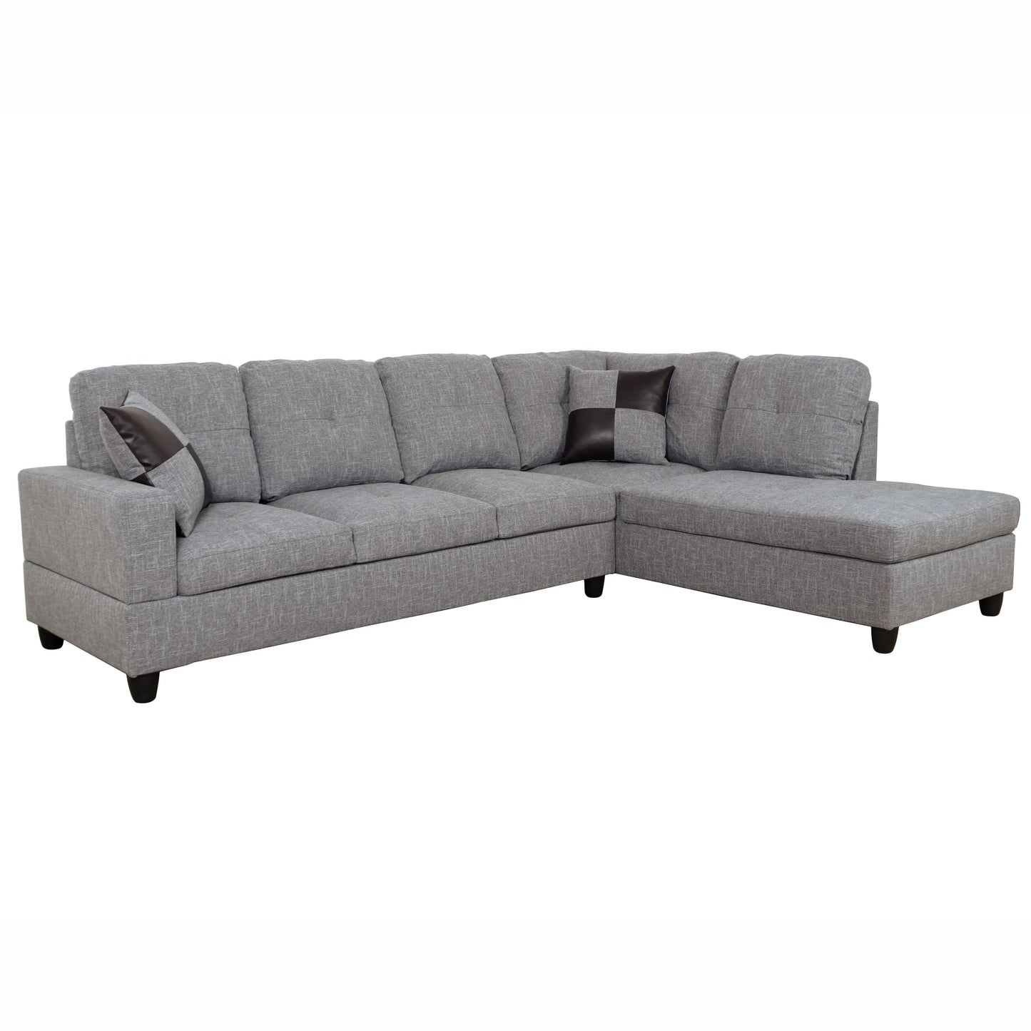 103.5-inch Grey linen L-shaped sectional sofa set — image 6