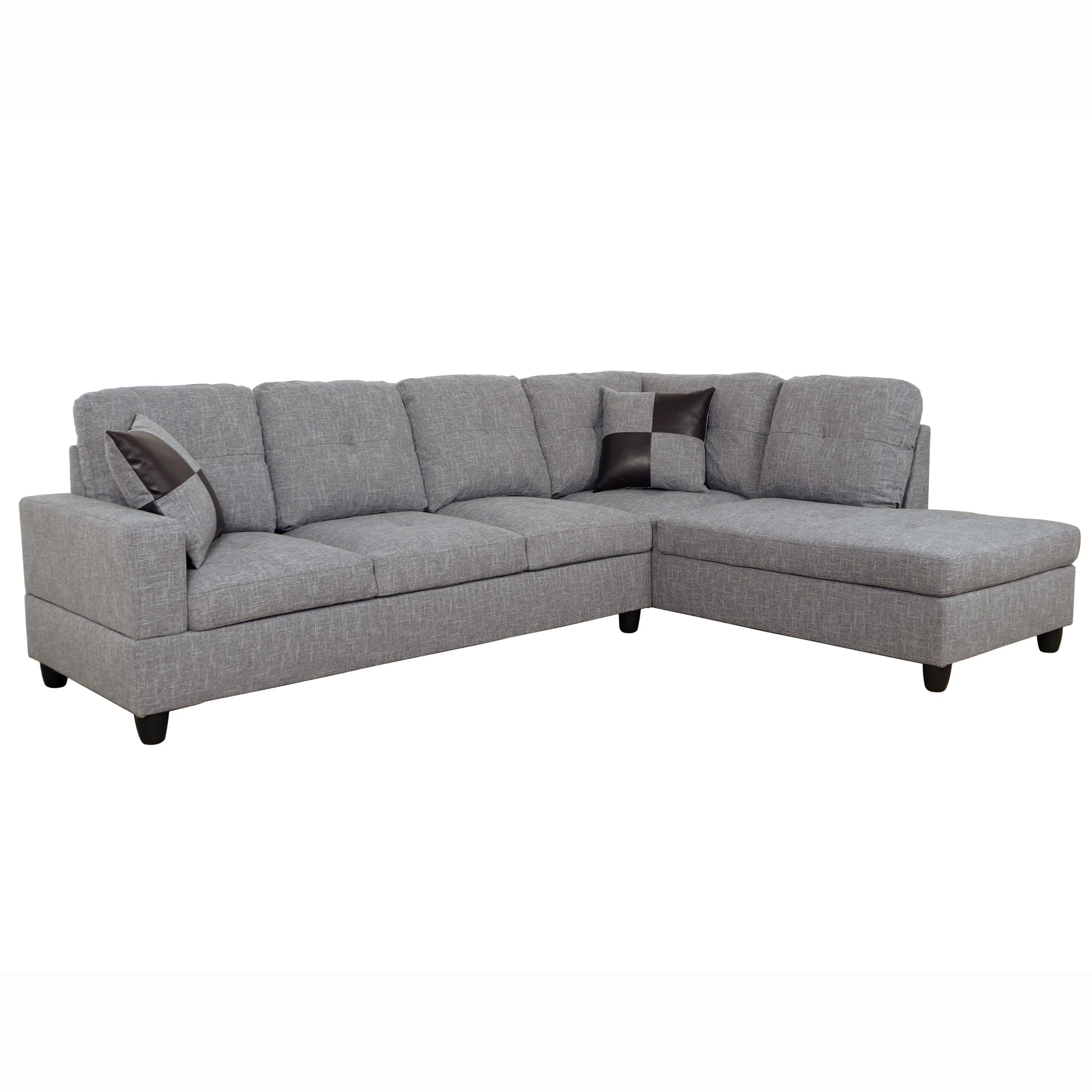 103.5-inch Grey linen L-shaped sectional sofa set — image 6