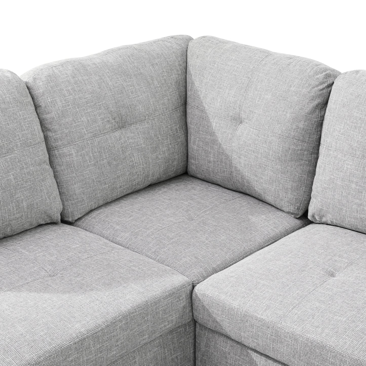 103.5-inch Grey linen L-shaped sectional sofa set — image 7