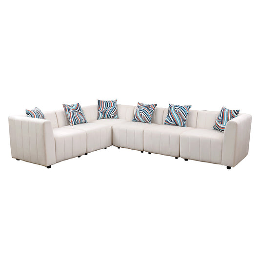 White Microfiber 6-Piece L-Shaped Sectional Sofa Set
