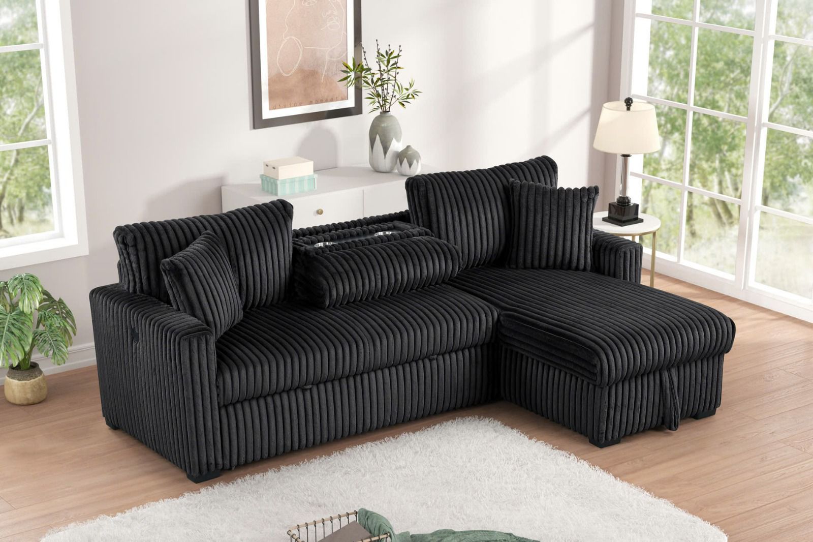 Aria Black reversible sleeper sectional