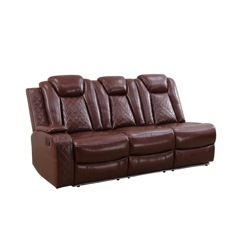 Ainehome Red 3-Piece Intelligent Power Reclining Leather Sectional Sofa Set with Smart Features