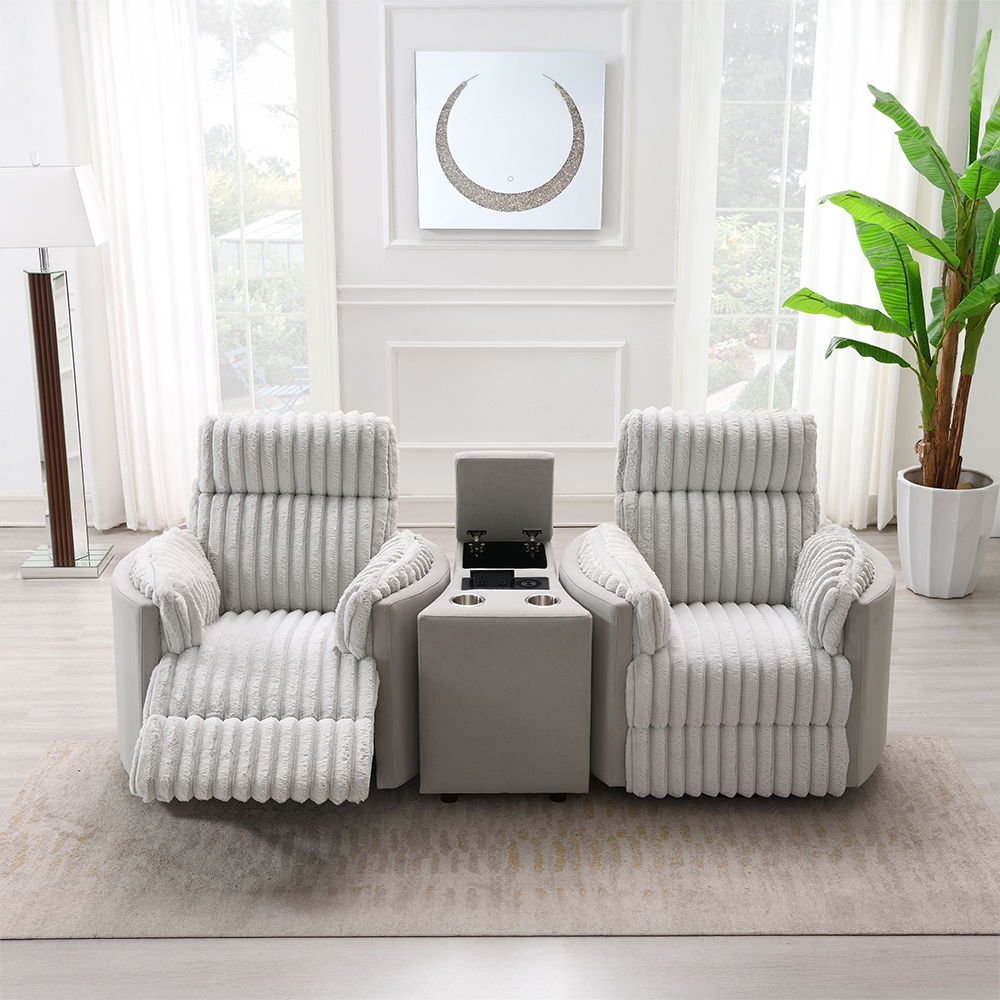 Emee - Console With USB - Gray Corduroy