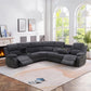Ainehome Grandview 5-Seat Reclining Sectional Sofa in Dark Grey Corduroy