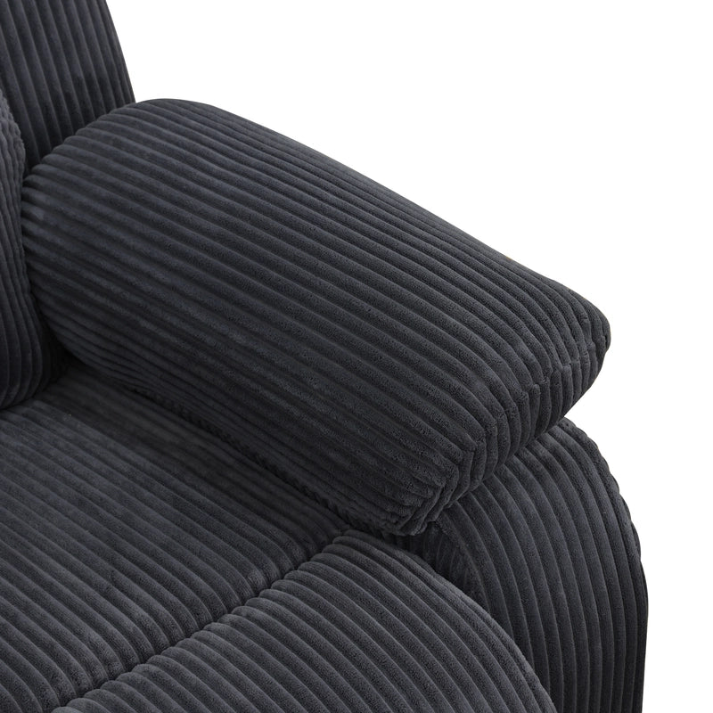Ainehome Cinema 3-Piece Textured Dark Grey Corduroy Reclining Sofa Set
