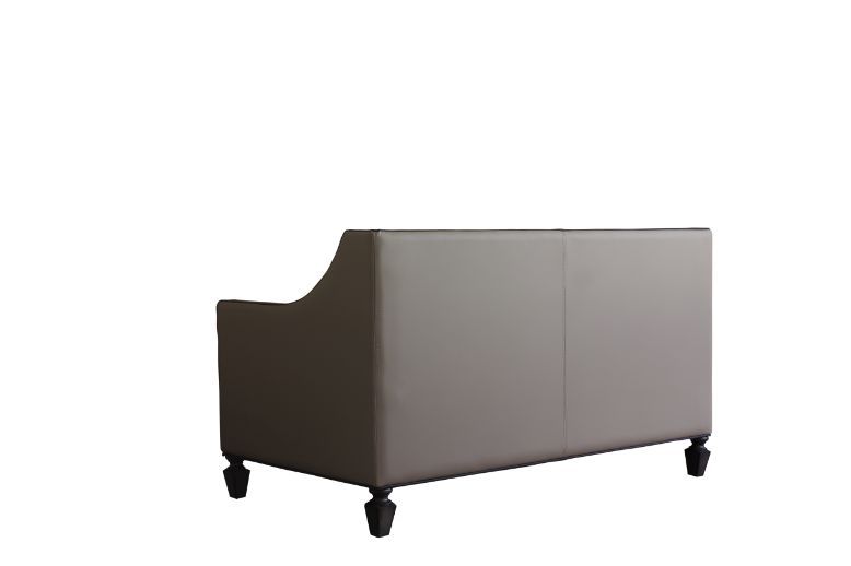 House Beatrice - Loveseat With 3 Pillows - Tan Synthetic Leather , Black Synthetic Leather & Charcoal