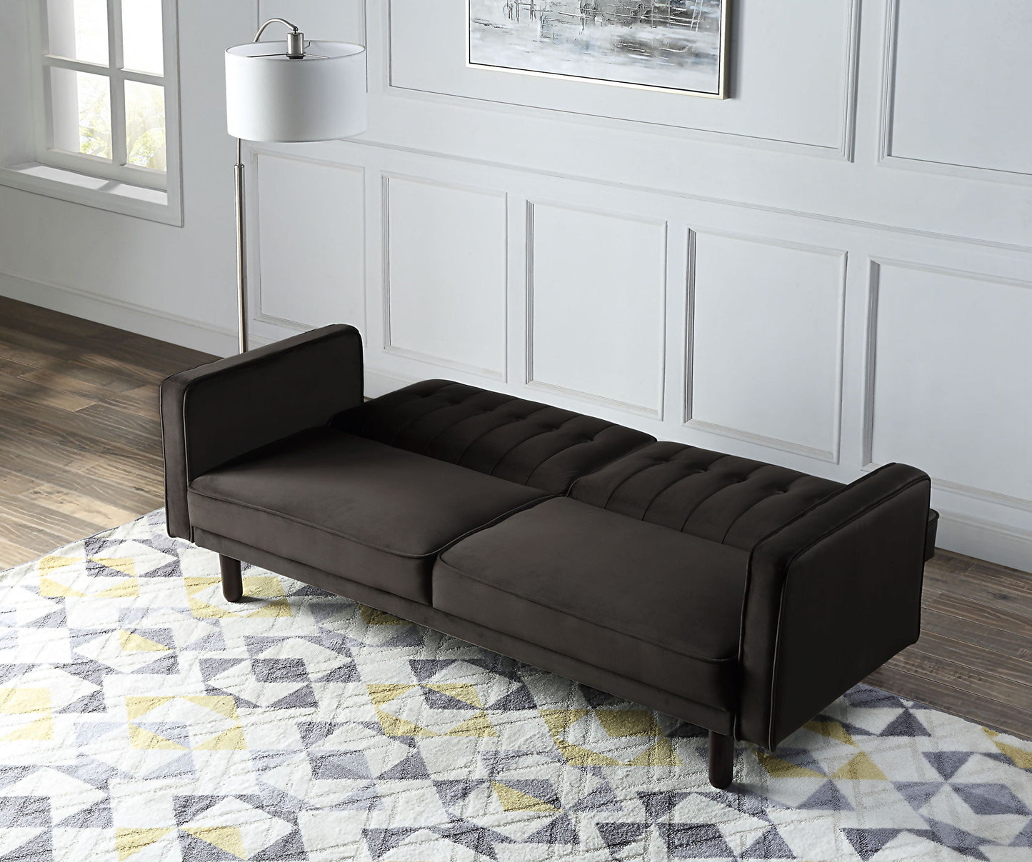 Qinven - Adjustable Sofa - Dark Brown Velvet