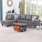 97" Wide Dark Grey Faux Leather L-Shaped Living Room Sectional Sofa Set