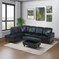 103.5" Wide Dark Blue And Brown Lint L-Shaped Living Room Sectional Sofa Set