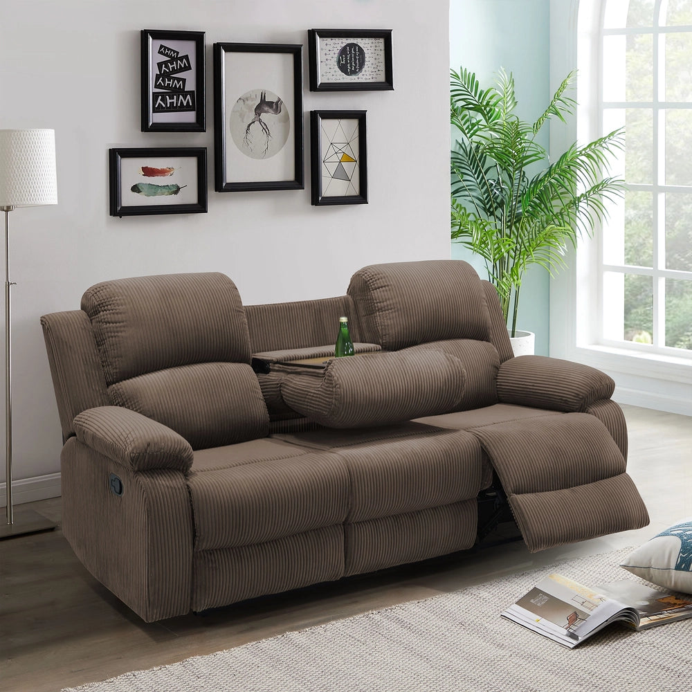 Cinema 3-Piece Peanut Color Textured Reclining Sofa Set