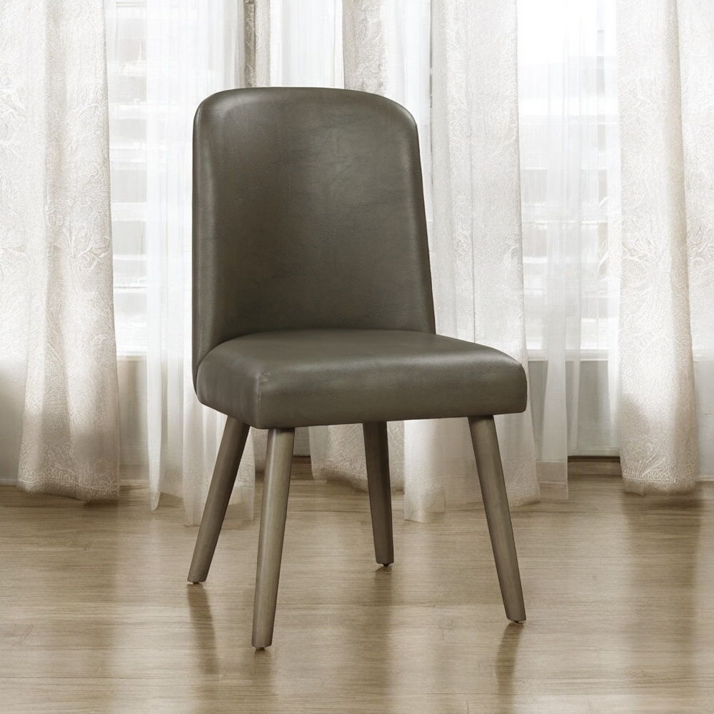 Waylon - Side Chair (Set of 2) - Gray Synthetic Leather & Gray Oak