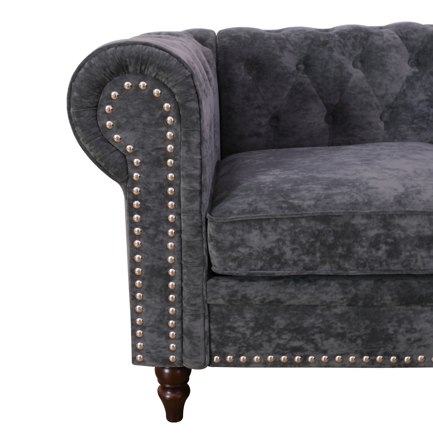 Ainehome Dark Gray Flannelette 2-Piece Sofa Set with Handcrafted Design