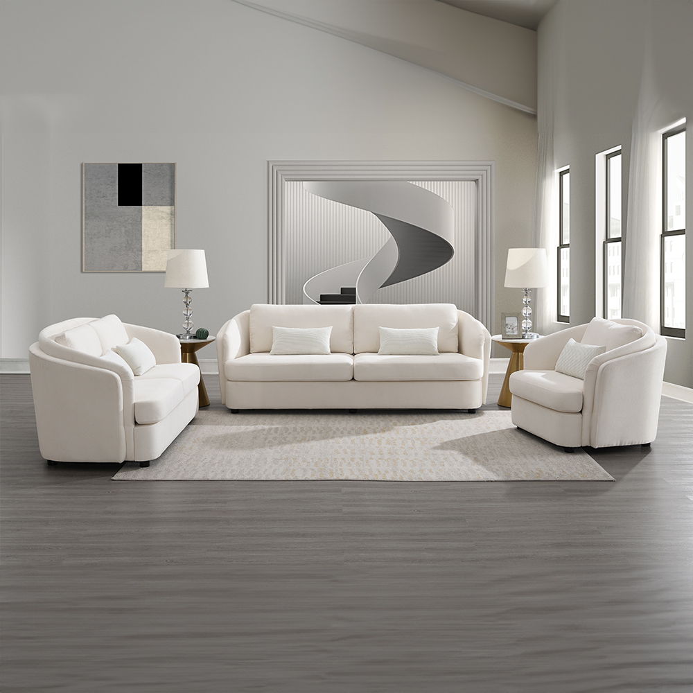 Mariko - Sofa With 2 Pillows - Beige Linen