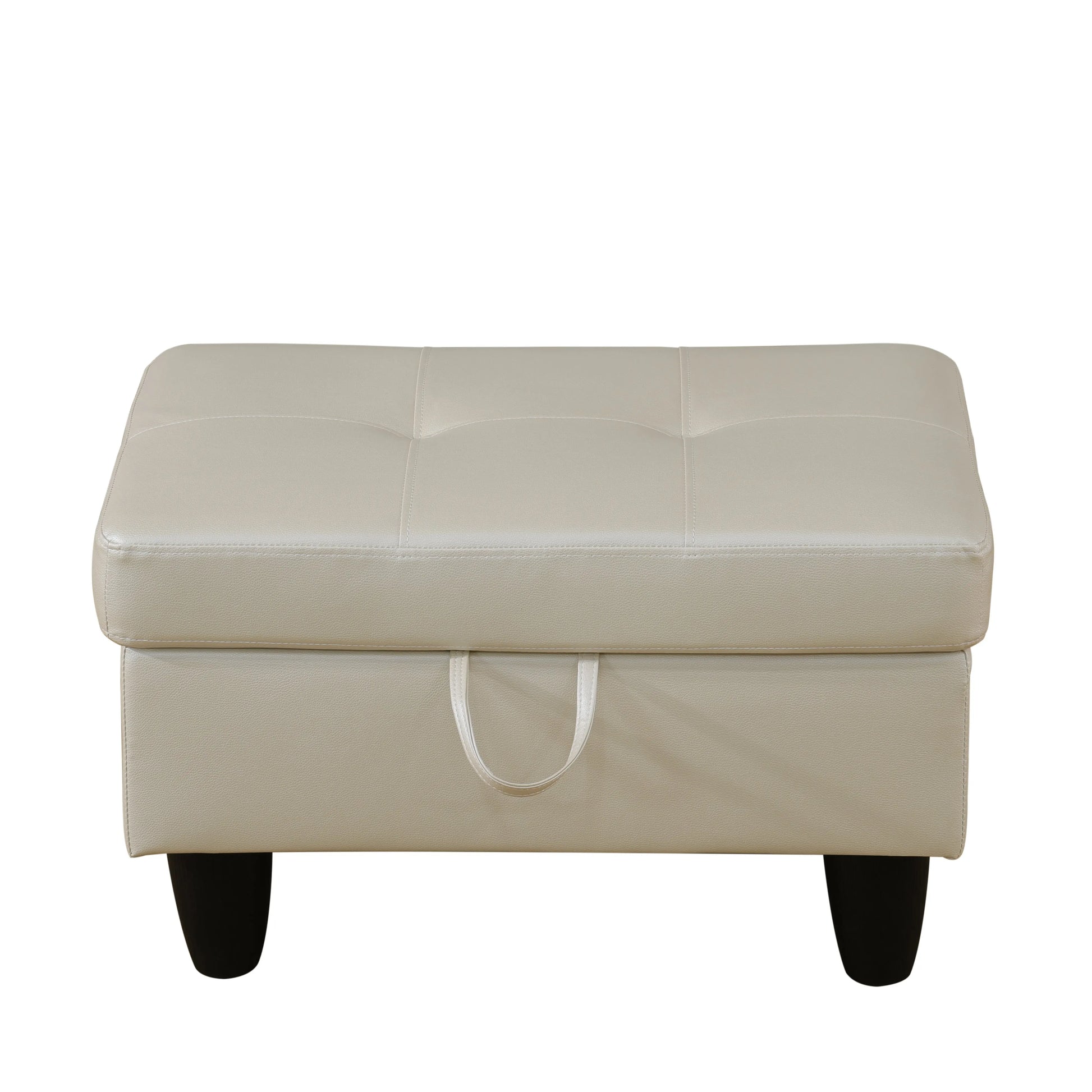 Ainehome White Faux Leather Modular Sofa with Storage Ottoman