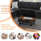Ainehome 97.5" Wide Black Grey Linen L-Shaped Living Room Sectional Sofa Set