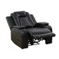 Black Leather Power Reclining Sectional Sofa with Smart Console image 2
