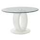 Larry - Glass Top Round Dining Table - White High Gloss