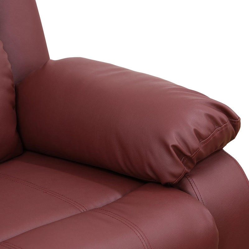 Ainehome Cinema 3-Piece Red Faux Leather Manual Reclining Sofa Set