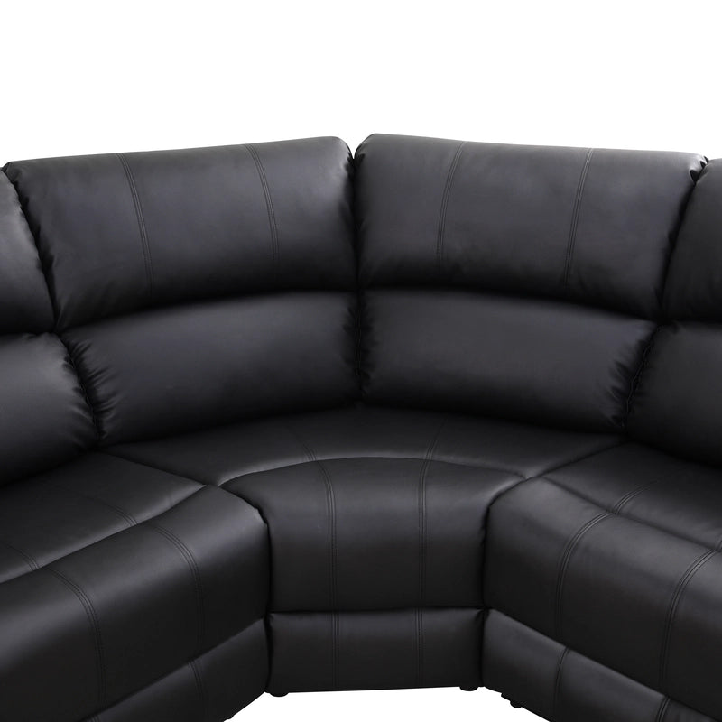 Ainehome Grandview 5-Seat Reclining Sectional Sofa in Black Faux Leather