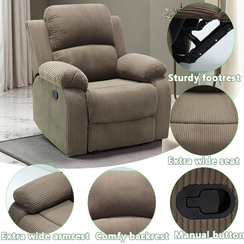 Ainehome Cinema 3-Piece Peanut Color Textured Reclining Sofa Set