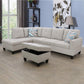 97" Wide Grey White Flannel L-Shaped Living Room Sectional Sofa Set