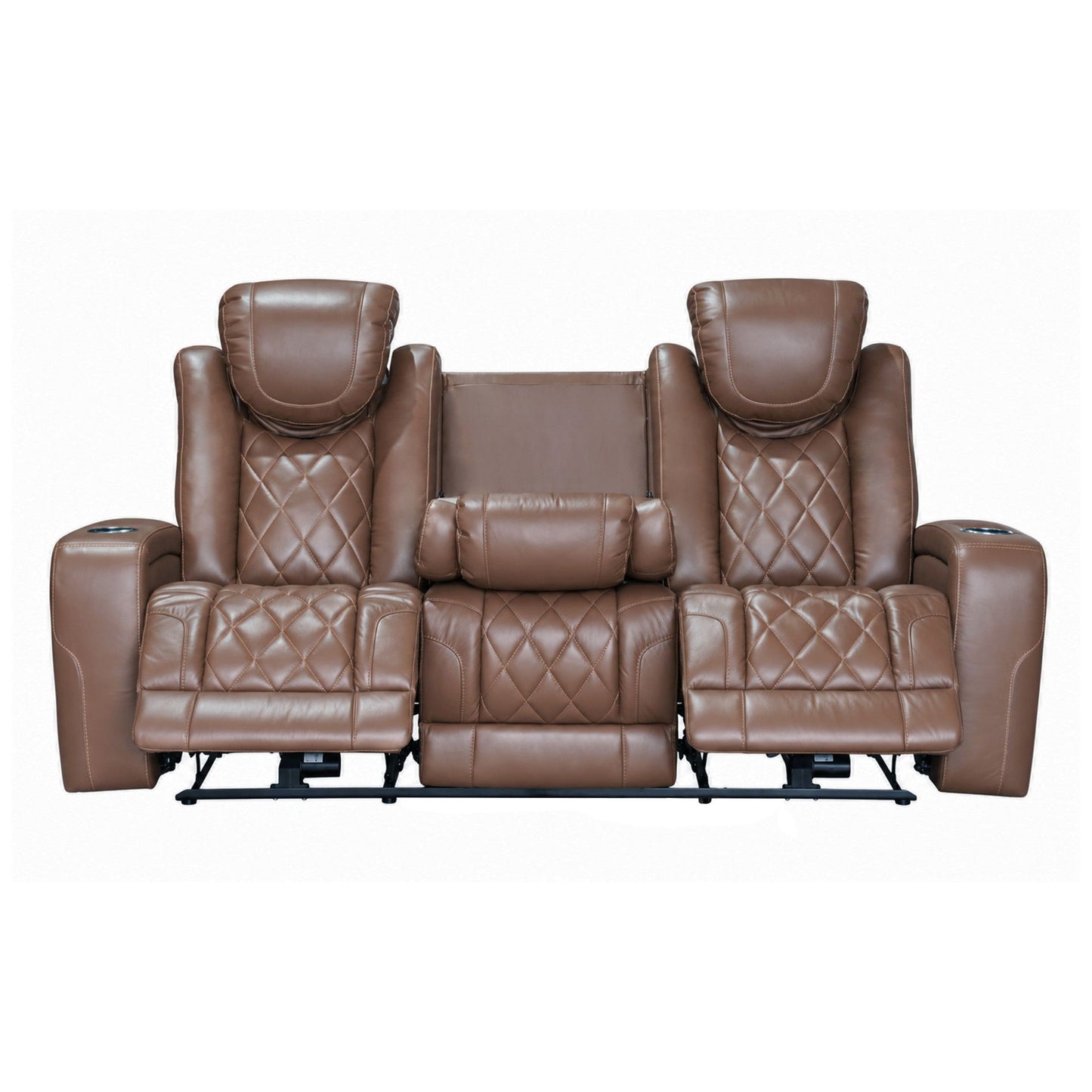 Dorian - Reclining Leather Sofa With Power Headrest And Footrest - Brown
