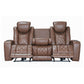 Dorian - Reclining Leather Sofa With Power Headrest And Footrest - Brown