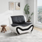 Black & White Faux Leather 3-Piece Living Room Sofa Set with Elegant Design