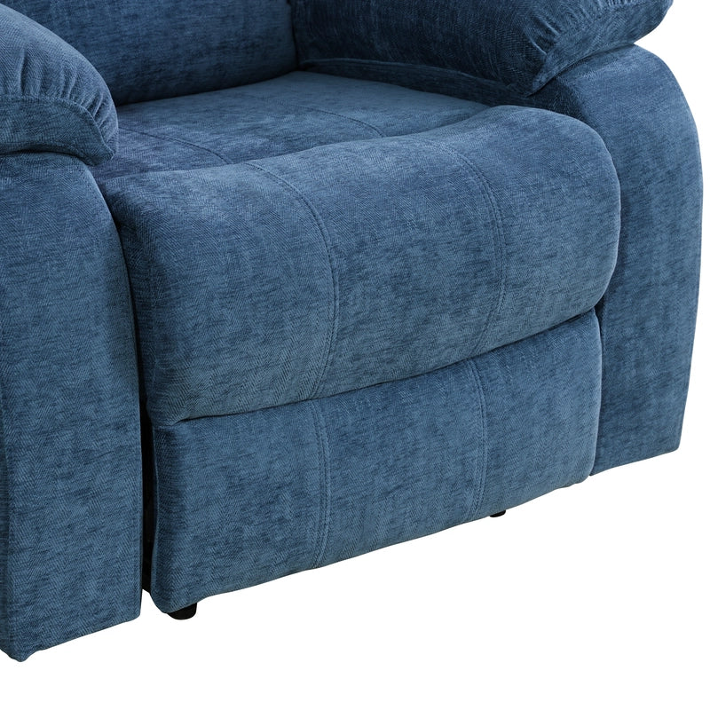 Ainehome Cinema 3-Piece Blue Fabric Manual Reclining Sofa Set