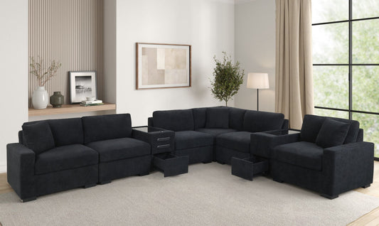 Barista Black 8-Piece Modular Sectional