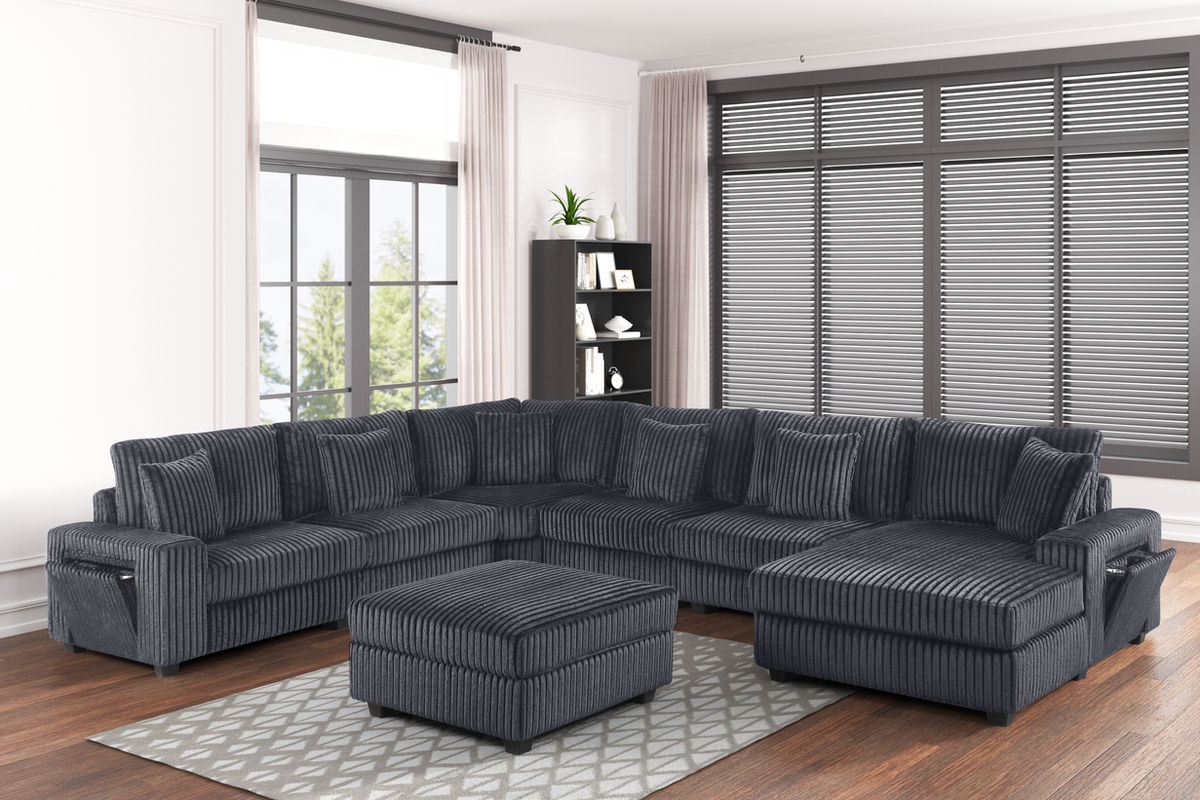 Bazoka Charcoal Reversible 7-Piece Sectional